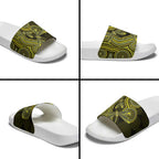 Yellow Indigenous Dragonfly Australia Slide Sandals Aboriginal Art - Aussie Hoodie