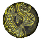 Yellow Indigenous Dragonfly Australia Spare Tire Cover Aboriginal Art - Aussie Hoodie