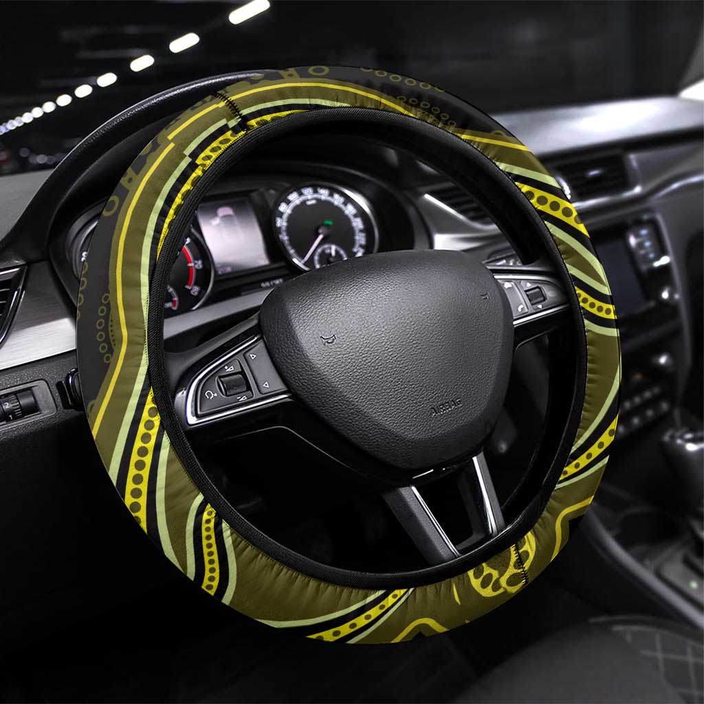 Yellow Indigenous Dragonfly Australia Steering Wheel Cover Aboriginal Art - Aussie Hoodie