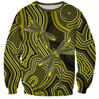 Yellow Indigenous Dragonfly Australia Sweatshirt Aboriginal Art - Aussie Hoodie