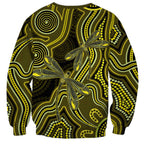 Yellow Indigenous Dragonfly Australia Sweatshirt Aboriginal Art - Aussie Hoodie