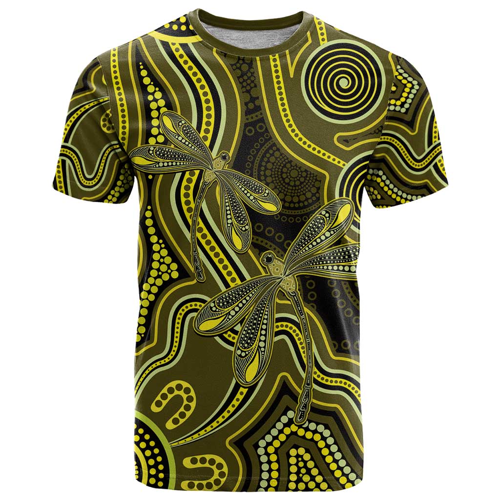 Yellow Indigenous Dragonfly Australia T Shirt Aboriginal Art - Aussie Hoodie