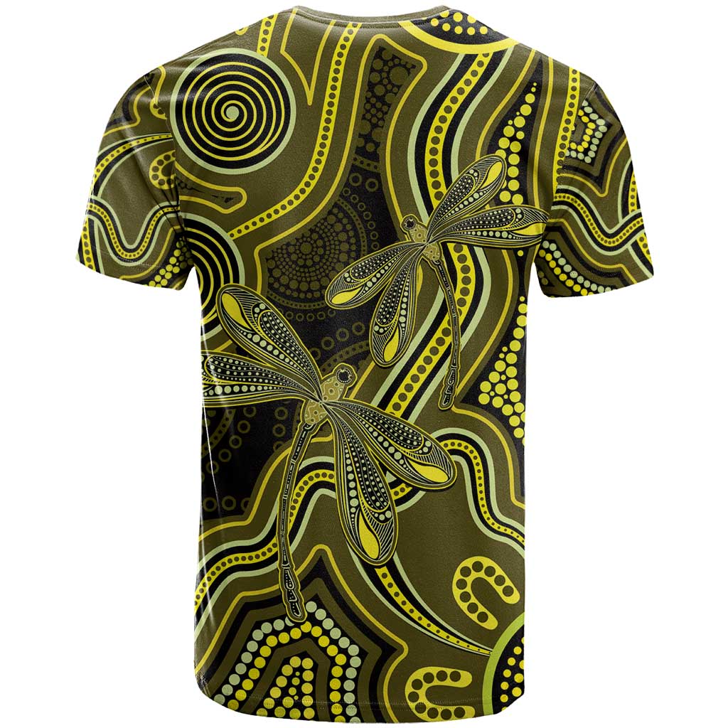 Yellow Indigenous Dragonfly Australia T Shirt Aboriginal Art - Aussie Hoodie