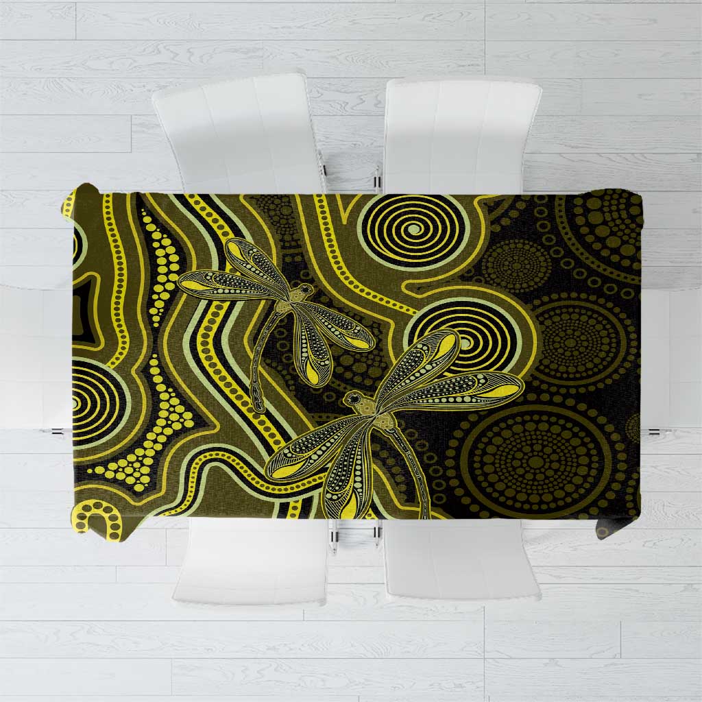 Yellow Indigenous Dragonfly Australia Tablecloth Aboriginal Art - Aussie Hoodie