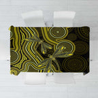 Yellow Indigenous Dragonfly Australia Tablecloth Aboriginal Art - Aussie Hoodie