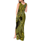 Yellow Indigenous Dragonfly Australia Tank Maxi Dress Aboriginal Art - Aussie Hoodie