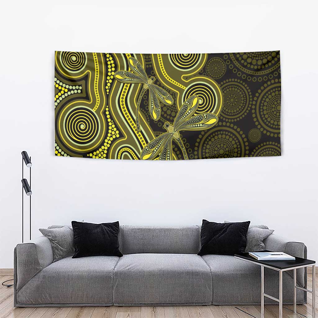 Yellow Indigenous Dragonfly Australia Tapestry Aboriginal Art - Aussie Hoodie