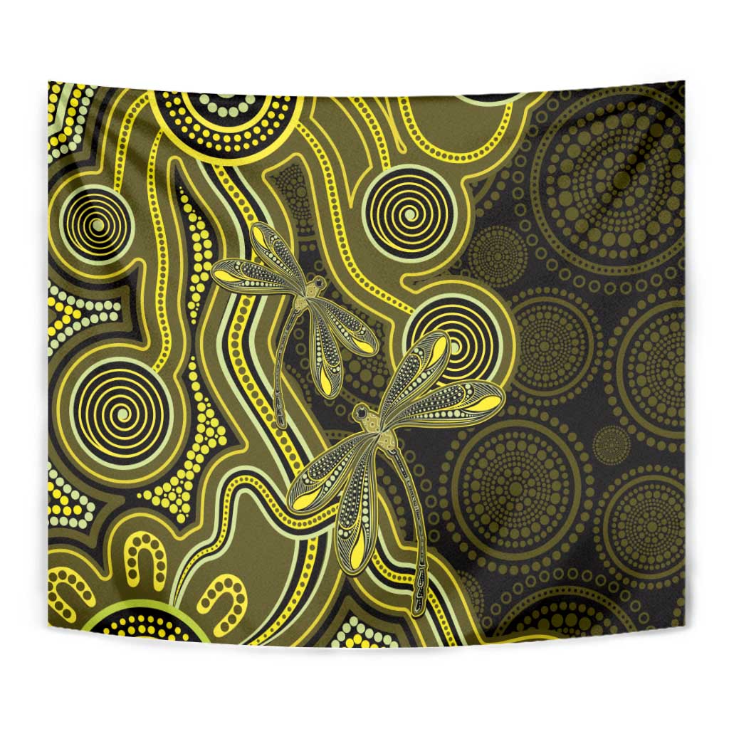 Yellow Indigenous Dragonfly Australia Tapestry Aboriginal Art - Aussie Hoodie