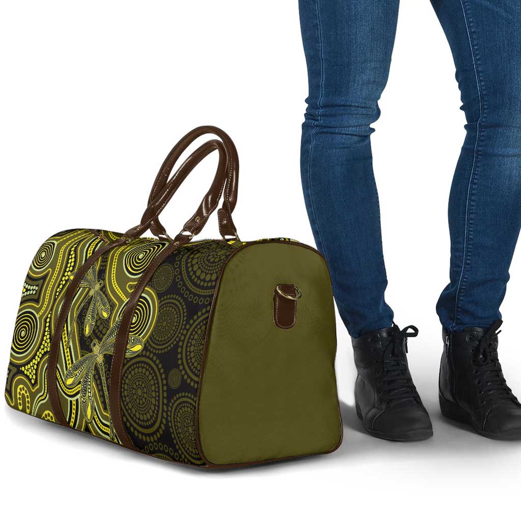 Yellow Indigenous Dragonfly Australia Travel Bag Aboriginal Art - Aussie Hoodie