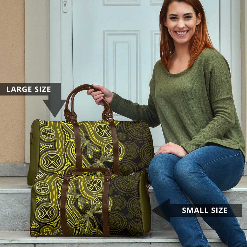 Yellow Indigenous Dragonfly Australia Travel Bag Aboriginal Art - Aussie Hoodie