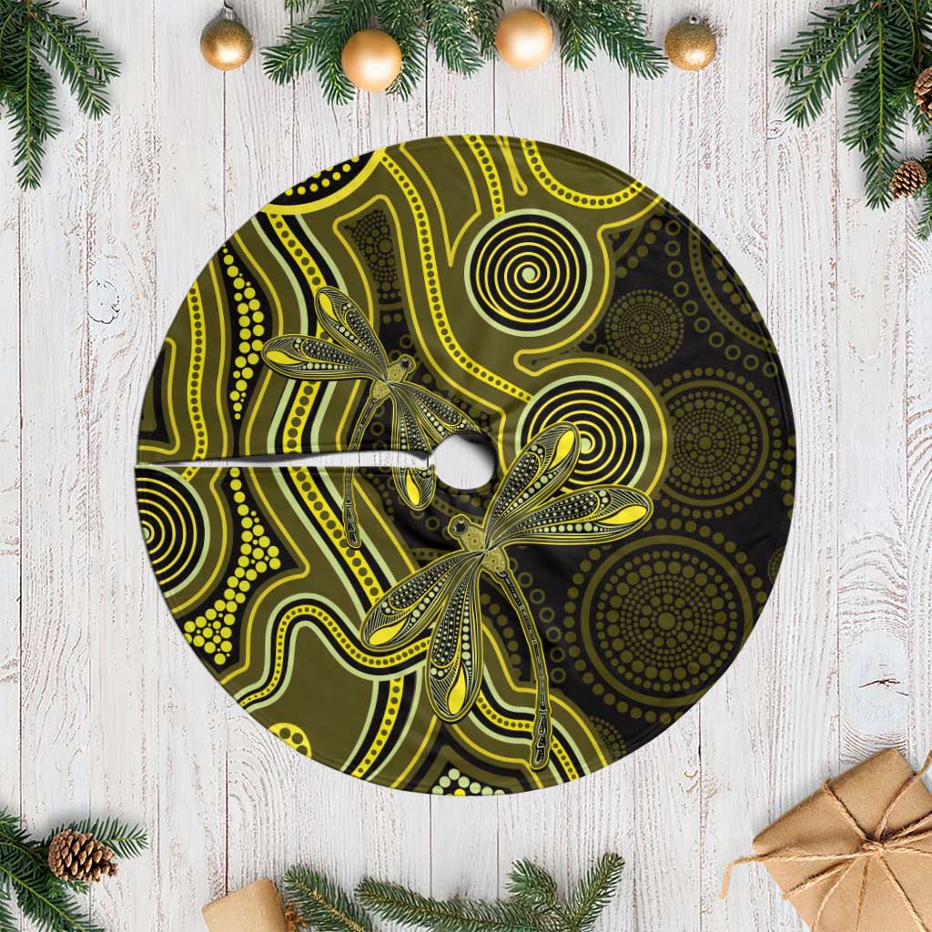 Yellow Indigenous Dragonfly Australia Tree Skirt Aboriginal Art - Aussie Hoodie