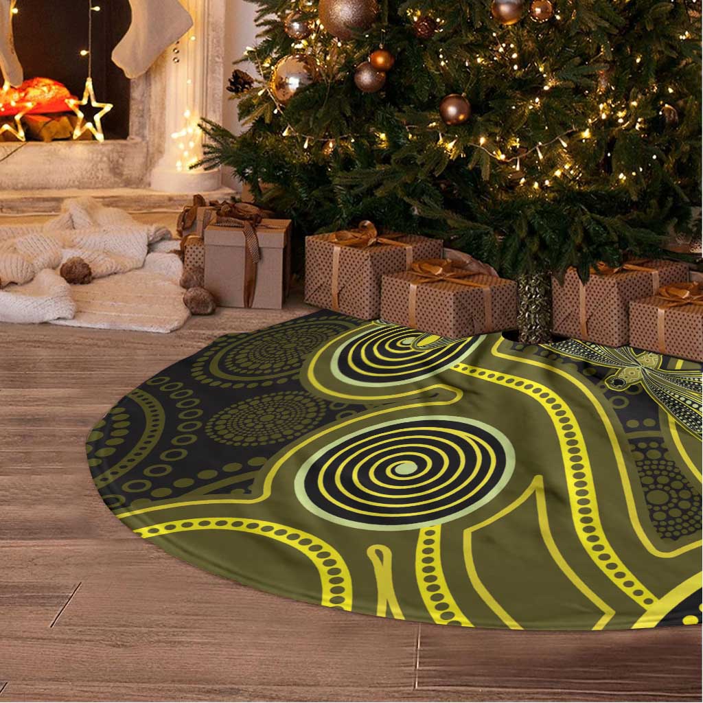 Yellow Indigenous Dragonfly Australia Tree Skirt Aboriginal Art - Aussie Hoodie