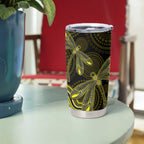 Yellow Indigenous Dragonfly Australia Tumbler Cup Aboriginal Art - Aussie Hoodie