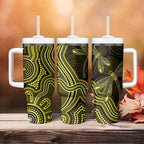 Yellow Indigenous Dragonfly Australia Tumbler With Handle Aboriginal Art - Aussie Hoodie