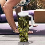 Yellow Indigenous Dragonfly Australia Tumbler With Handle Aboriginal Art - Aussie Hoodie