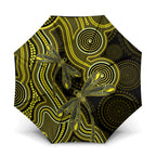 Yellow Indigenous Dragonfly Australia Umbrella Aboriginal Art - Aussie Hoodie