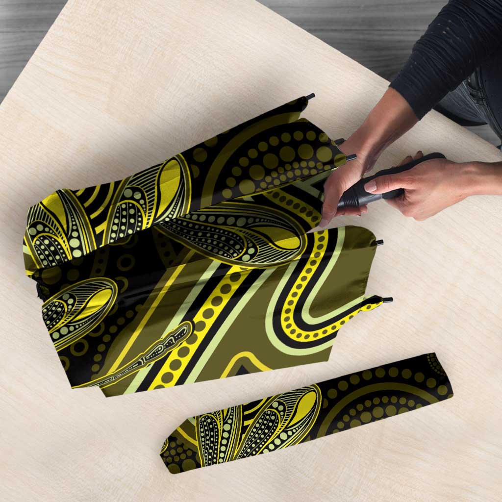 Yellow Indigenous Dragonfly Australia Umbrella Aboriginal Art - Aussie Hoodie
