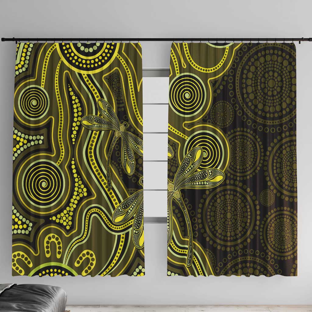 Yellow Indigenous Dragonfly Australia Window Curtain Aboriginal Art - Aussie Hoodie
