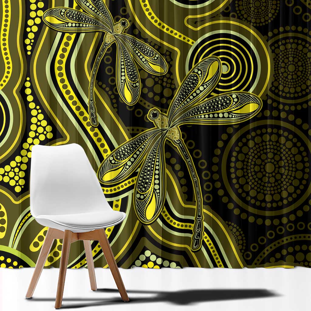 Yellow Indigenous Dragonfly Australia Window Curtain Aboriginal Art - Aussie Hoodie