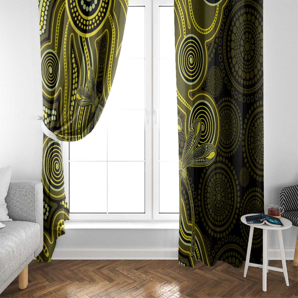 Yellow Indigenous Dragonfly Australia Window Curtain Aboriginal Art - Aussie Hoodie