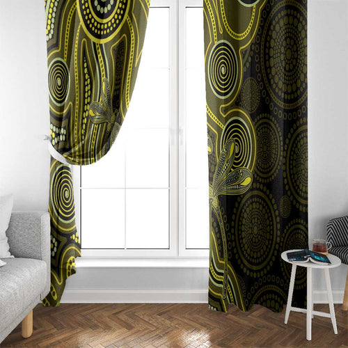 Yellow Indigenous Dragonfly Australia Window Curtain Aboriginal Art - Aussie Hoodie