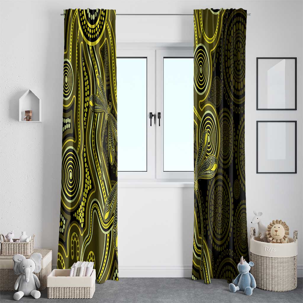 Yellow Indigenous Dragonfly Australia Window Curtain Aboriginal Art - Aussie Hoodie