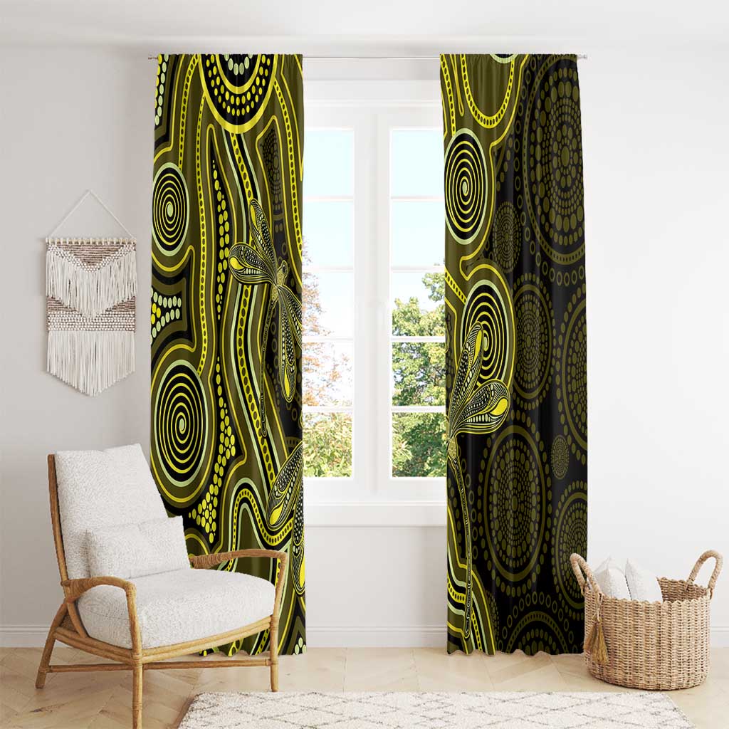 Yellow Indigenous Dragonfly Australia Window Curtain Aboriginal Art - Aussie Hoodie
