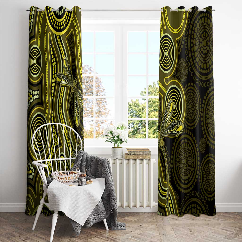 Yellow Indigenous Dragonfly Australia Window Curtain Aboriginal Art - Aussie Hoodie