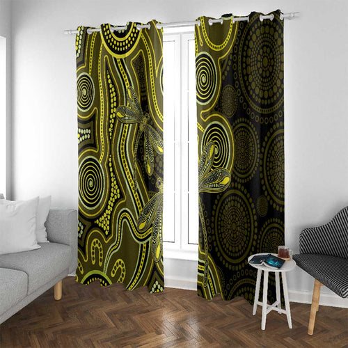 Yellow Indigenous Dragonfly Australia Window Curtain Aboriginal Art - Aussie Hoodie