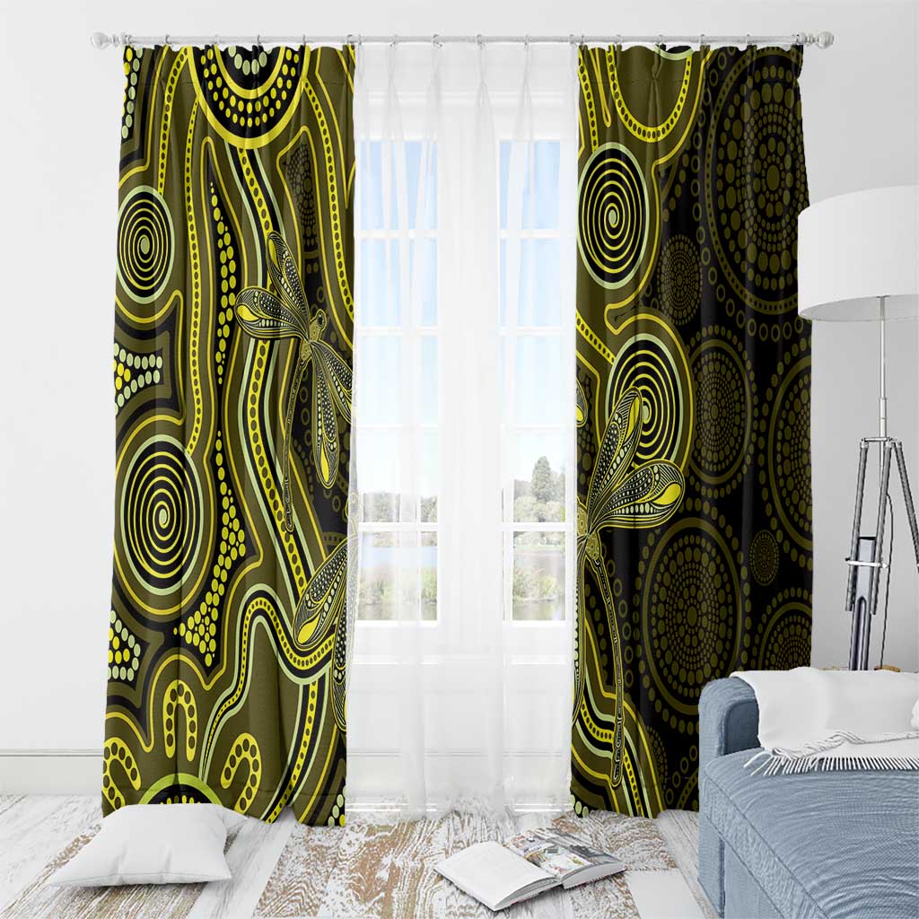 Yellow Indigenous Dragonfly Australia Window Curtain Aboriginal Art - Aussie Hoodie