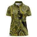 Yellow Indigenous Dragonfly Australia Women Polo Shirt Aboriginal Art - Aussie Hoodie
