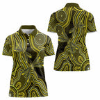 Yellow Indigenous Dragonfly Australia Women Polo Shirt Aboriginal Art - Aussie Hoodie