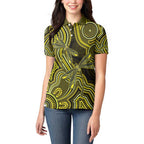 Yellow Indigenous Dragonfly Australia Women Polo Shirt Aboriginal Art - Aussie Hoodie