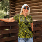 Yellow Indigenous Dragonfly Australia Women Polo Shirt Aboriginal Art - Aussie Hoodie