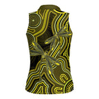 Yellow Indigenous Dragonfly Australia Women Sleeveless Polo Shirt Aboriginal Art - Aussie Hoodie