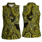 Yellow Indigenous Dragonfly Australia Women Sleeveless Polo Shirt Aboriginal Art - Aussie Hoodie