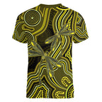 Yellow Indigenous Dragonfly Australia Women V-Neck T-Shirt Aboriginal Art - Aussie Hoodie