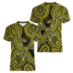 Yellow Indigenous Dragonfly Australia Women V-Neck T-Shirt Aboriginal Art - Aussie Hoodie