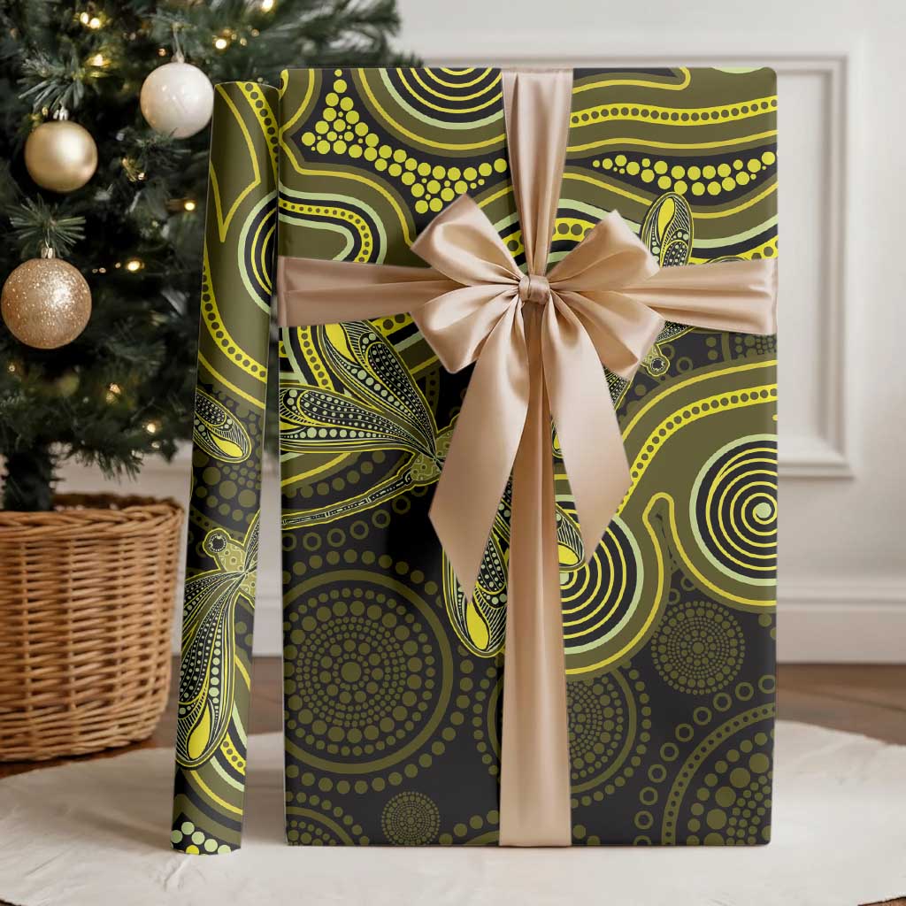 Yellow Indigenous Dragonfly Australia Wrapping Paper Aboriginal Art - Aussie Hoodie