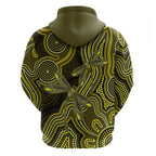 Yellow Indigenous Dragonfly Australia Zip Hoodie Aboriginal Art - Aussie Hoodie