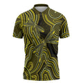 Yellow Indigenous Dragonfly Australia Zipper Polo Shirt Aboriginal Art - Aussie Hoodie