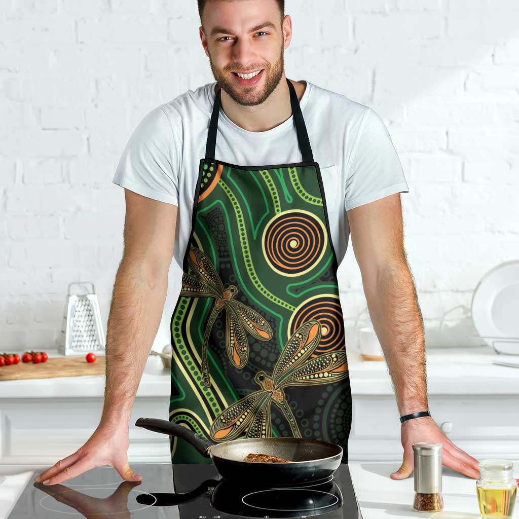 Green Indigenous Dragonfly Australia Apron Aboriginal Art - Aussie Hoodie