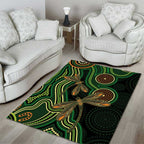 Green Indigenous Dragonfly Australia Area Rug Aboriginal Art - Aussie Hoodie