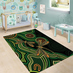 Green Indigenous Dragonfly Australia Area Rug Aboriginal Art - Aussie Hoodie