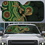 Green Indigenous Dragonfly Australia Auto Sun Shade Aboriginal Art - Aussie Hoodie
