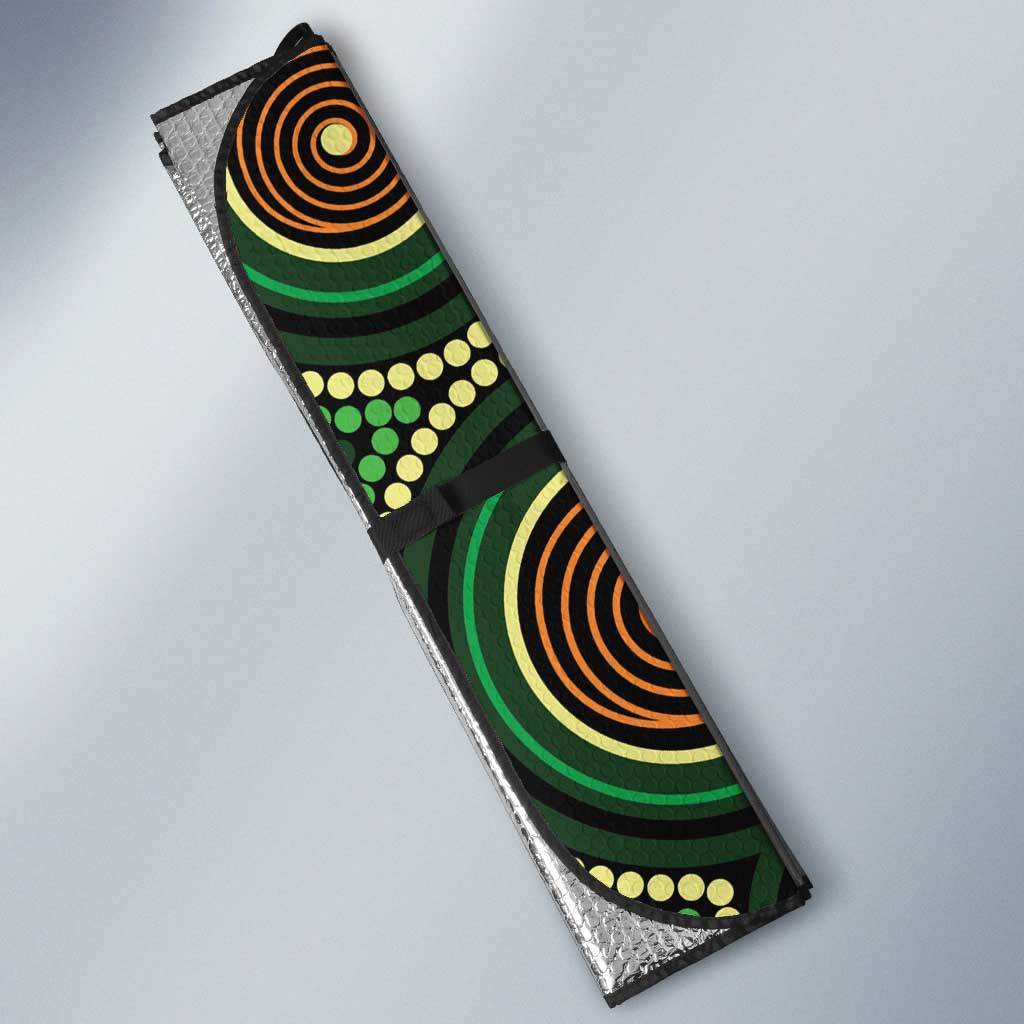 Green Indigenous Dragonfly Australia Auto Sun Shade Aboriginal Art - Aussie Hoodie
