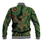 Green Indigenous Dragonfly Australia Baseball Jacket Aboriginal Art - Aussie Hoodie