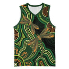 Green Indigenous Dragonfly Australia Basketball Jersey Aboriginal Art - Aussie Hoodie