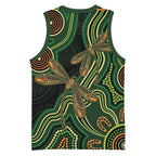 Green Indigenous Dragonfly Australia Basketball Jersey Aboriginal Art - Aussie Hoodie
