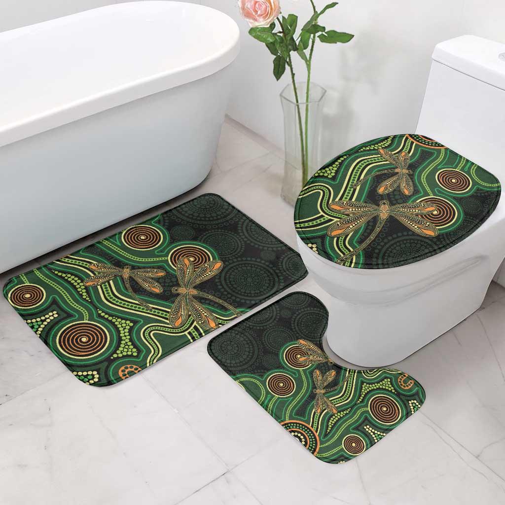 Green Indigenous Dragonfly Australia Bathroom Set Aboriginal Art - Aussie Hoodie